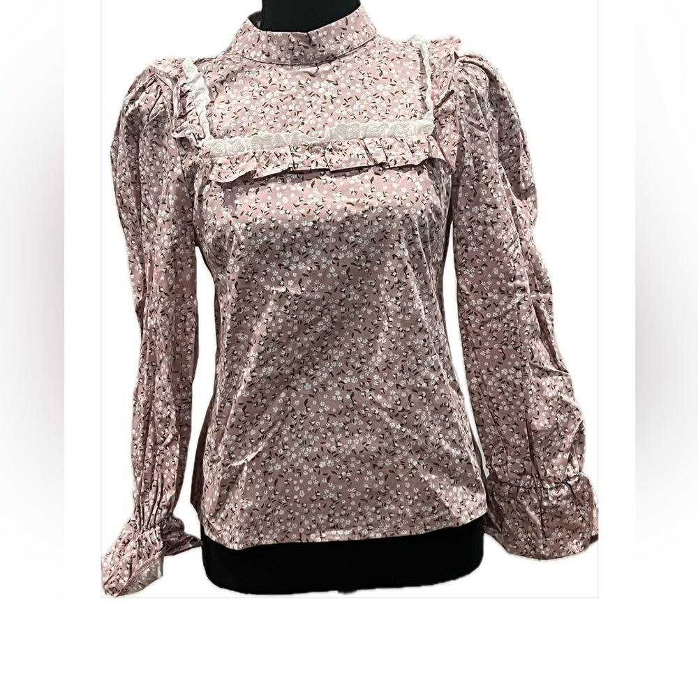 Miss Selfridge Pink Ruffled Bib Collar Blouse